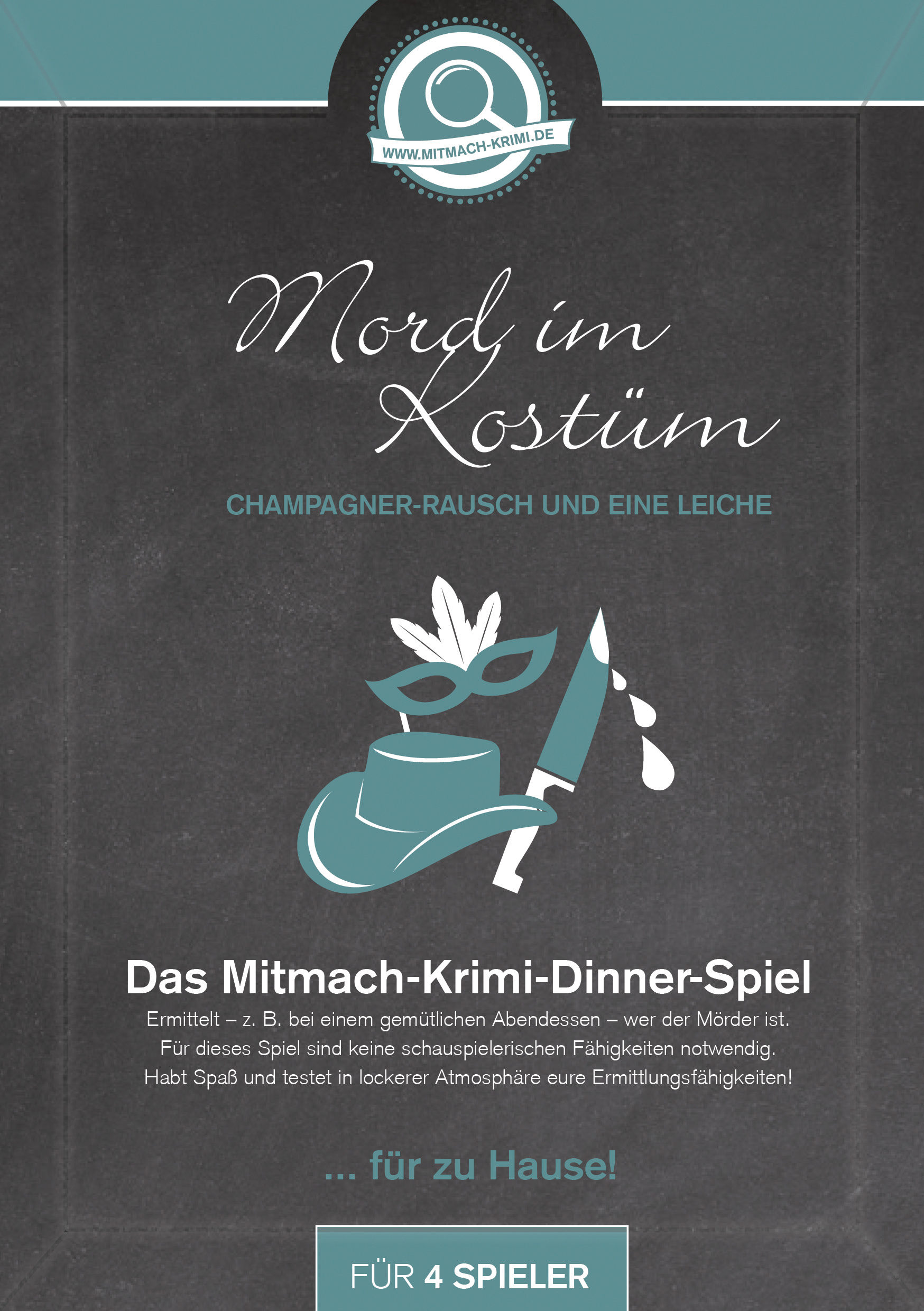 Mord im Kostüm – Champagner-Rausch und eine Leiche. Krimi-Dinner Spiel für zu Hause. 