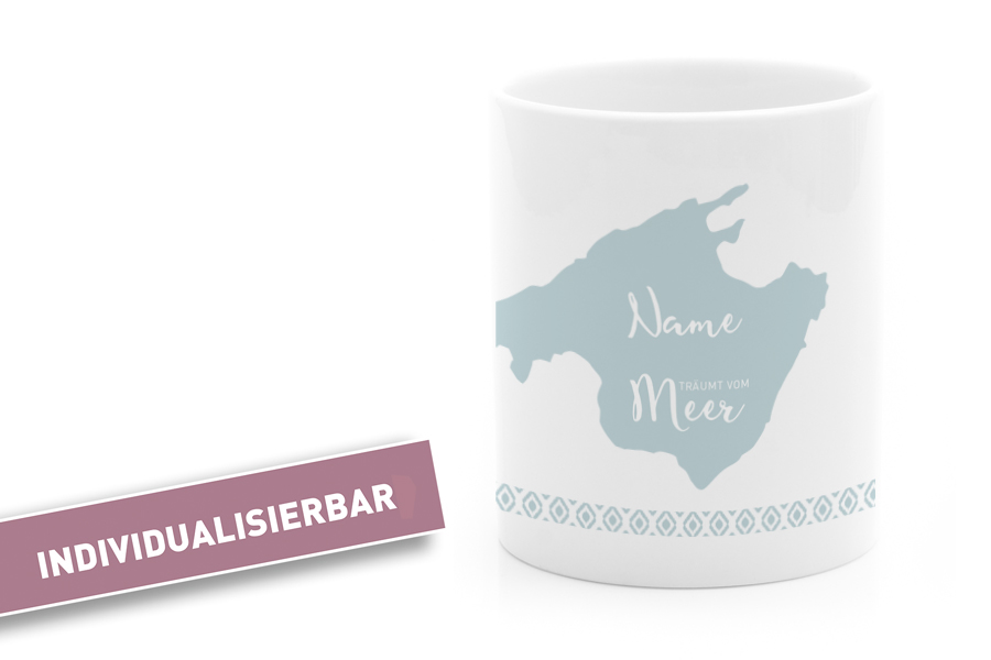 Individuelle Mallorca Tasse Grünblau