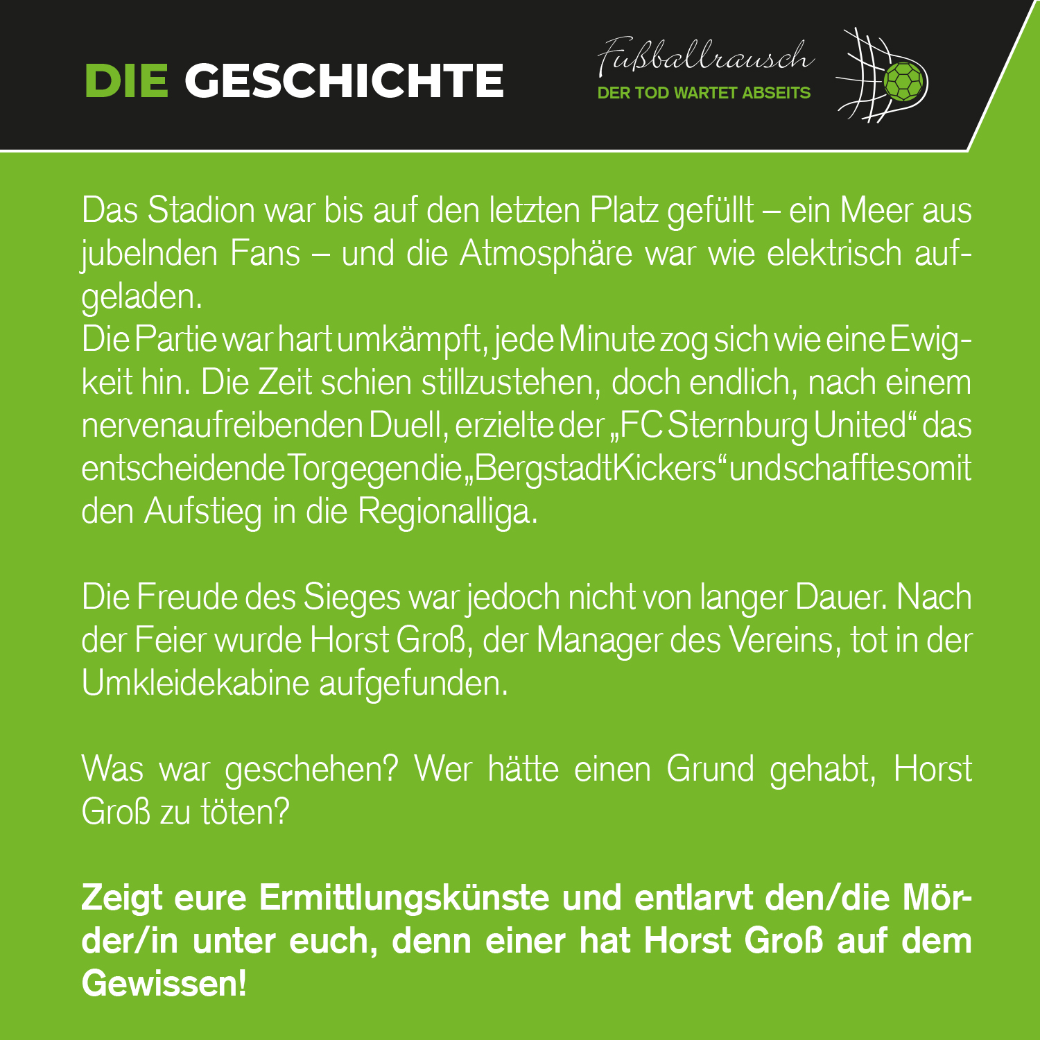 Fussballrausch: Der Tod wartet abseits Fussballrausch: Der Tod wartet abseits